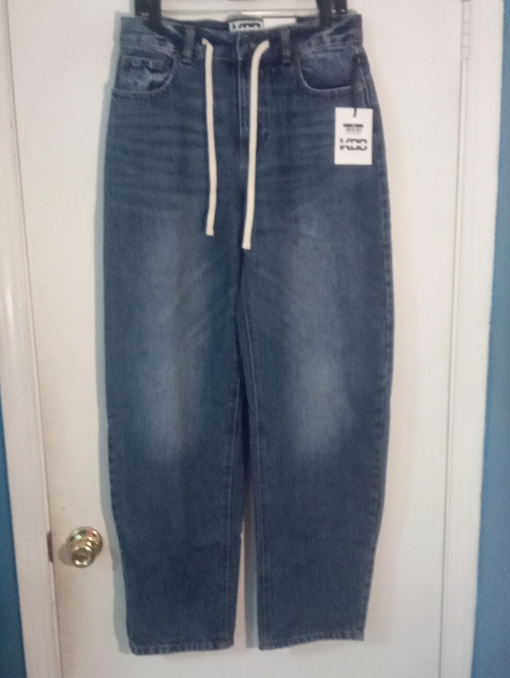 * KBB By Kahlana Mid-Rise Blue Denim Jeans Drawstring Waist Sz 6 NWT $45